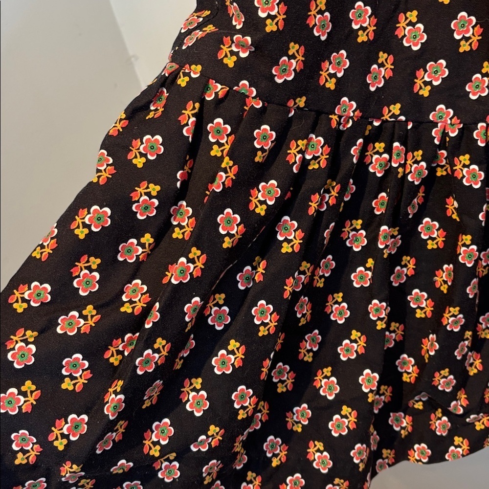 Vintage Sears Black Maxi Skirt with Red Floral Pattern size large - Picture 4 of 8